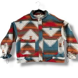Vintage Southwestern Aztec Print Zip-Up Jacket Size Medium Multicolor